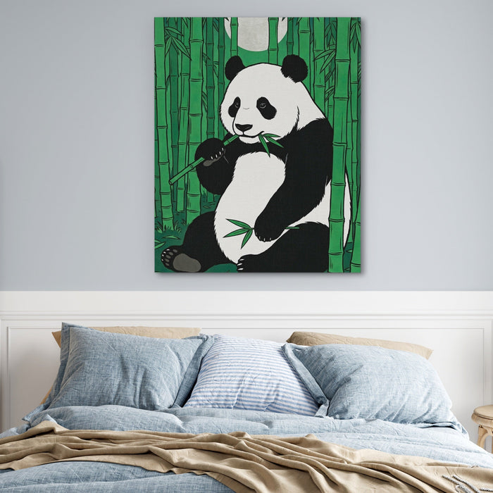 Panda Green Bamboo canvas wall art, room view