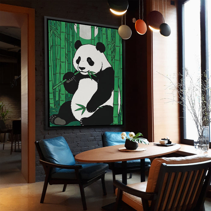 Panda Green Bamboo canvas wall art, room view