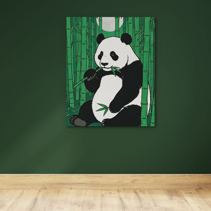 Panda Green Bamboo canvas wall art, room view