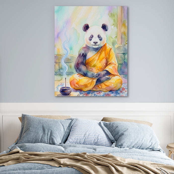 Panda Medidative Thought canvas wall art, room view