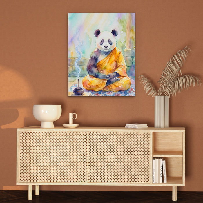 Panda Medidative Thought canvas wall art, room view