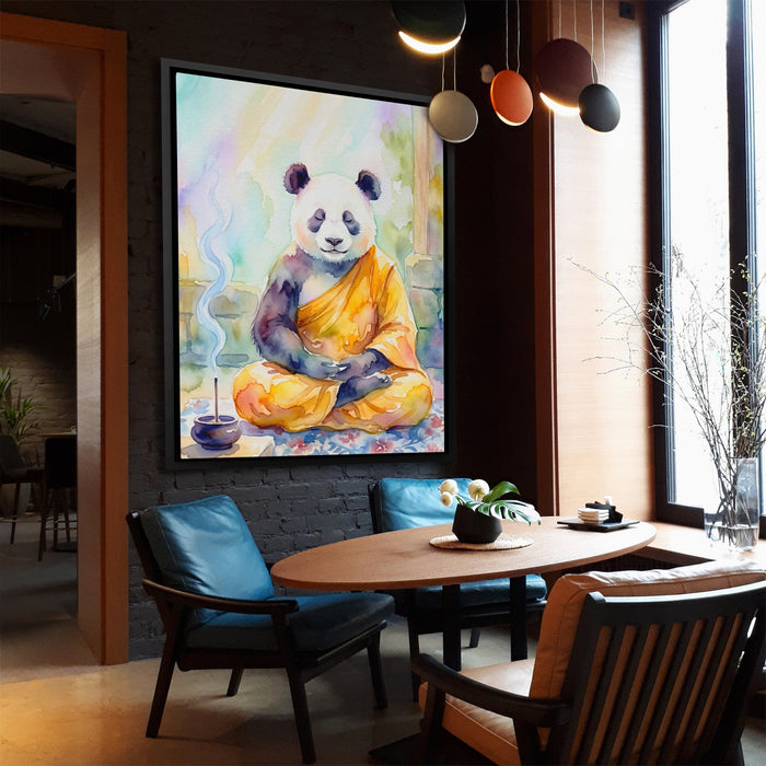Panda Medidative Thought canvas wall art, room view