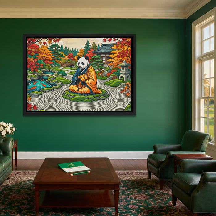 Panda Meditation Garden canvas wall art, room view