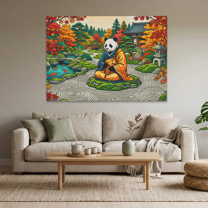Panda Meditation Garden canvas wall art, room view