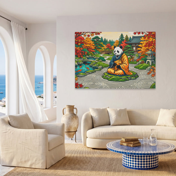Panda Meditation Garden canvas wall art, room view