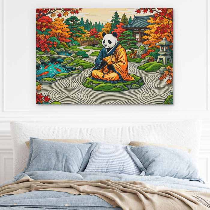 Panda Meditation Garden canvas wall art, room view