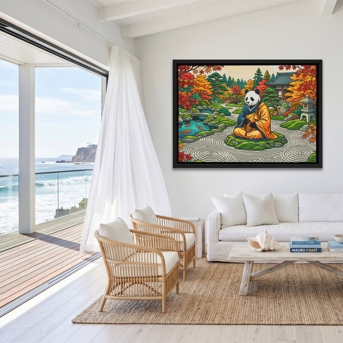 Panda Meditation Garden canvas wall art, room view