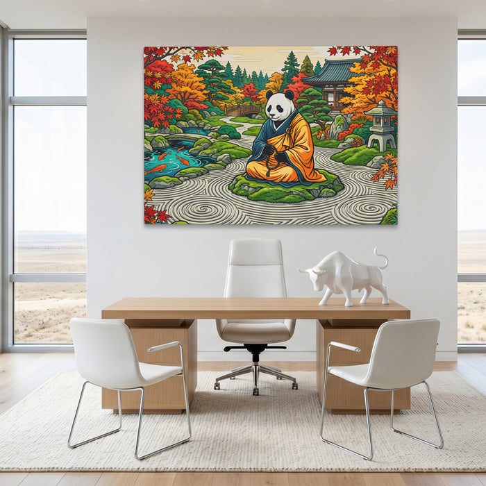 Panda Meditation Garden canvas wall art, room view