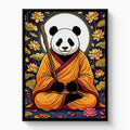 Panda Monk Meditation — panda monk meditation white studio framed black