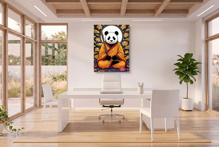 Panda Monk Meditation — panda monk meditation office space with desk 3 1port flush print