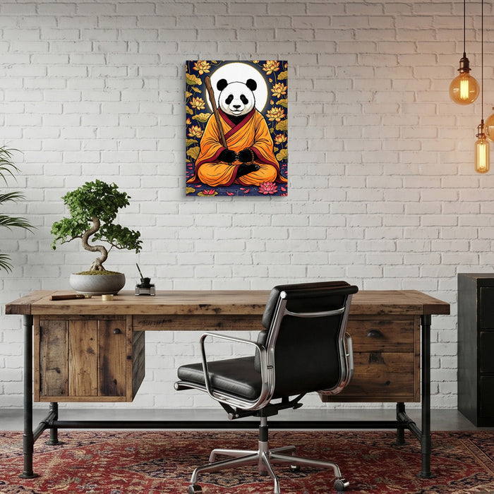Panda Monk Meditation — panda monk meditation sq bonsai office 1port flush print