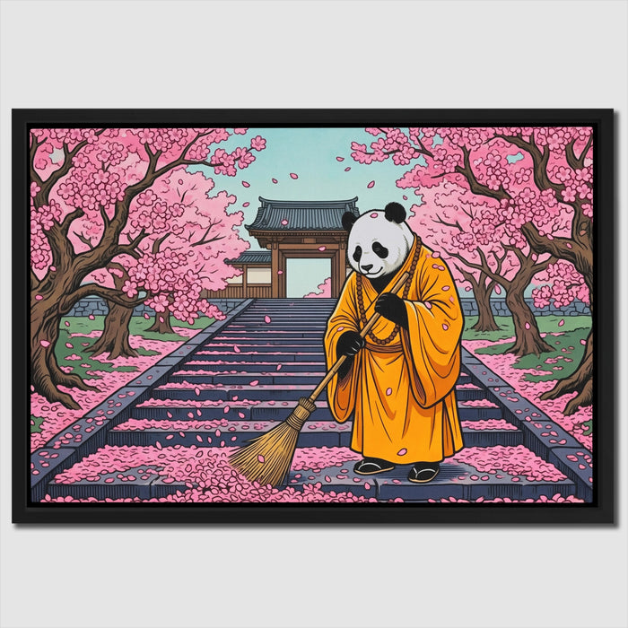 Panda Monk Sweeping canvas wall art