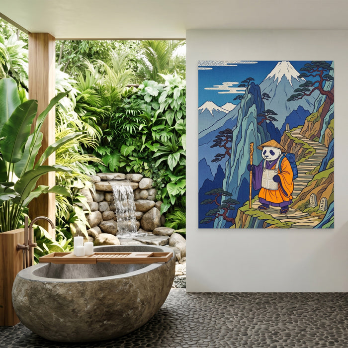 Panda Mountain Pilgrimage canvas wall art, room view
