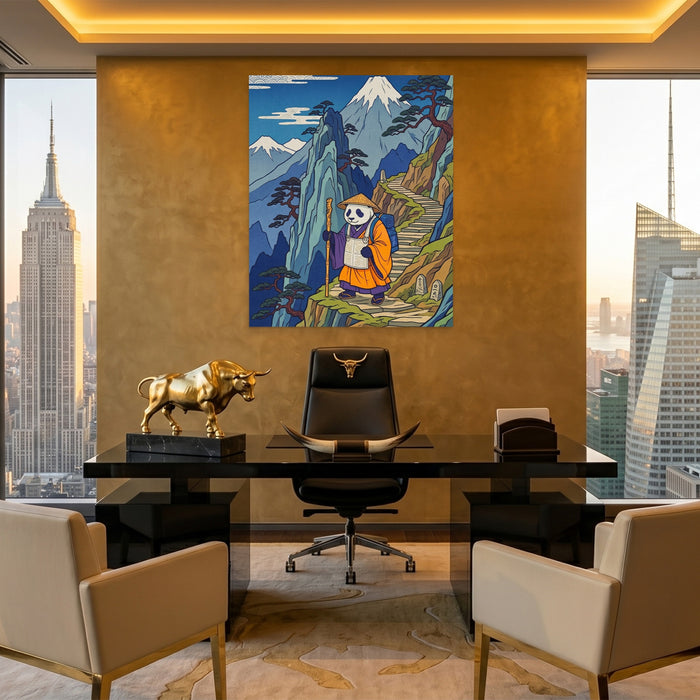 Panda Mountain Pilgrimage canvas wall art, room view
