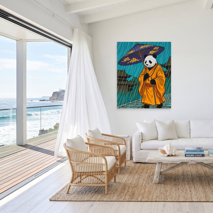 Panda Rainy Monk canvas wall art, room view