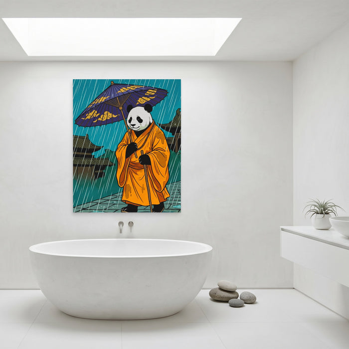 Panda Rainy Monk canvas wall art, room view