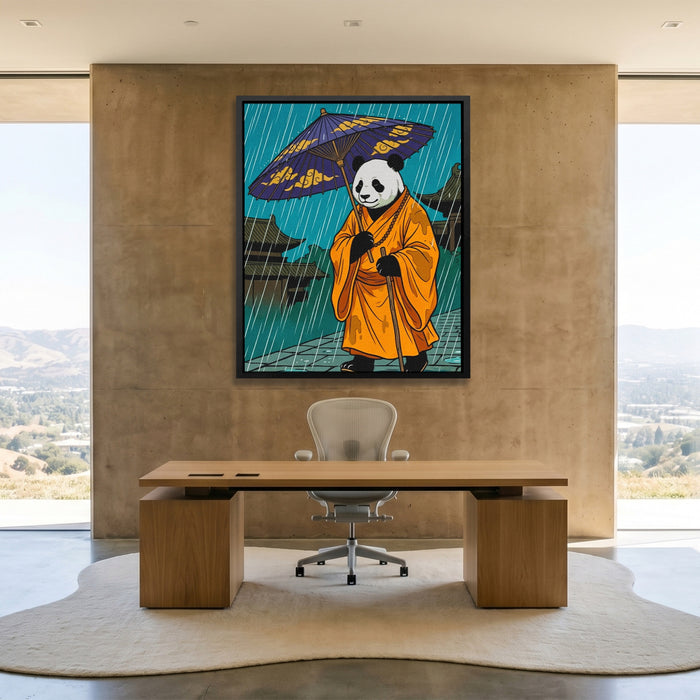 Panda Rainy Monk canvas wall art, room view