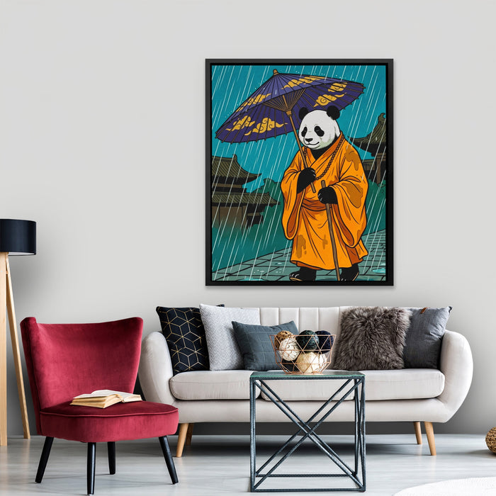 Panda Rainy Monk canvas wall art, room view