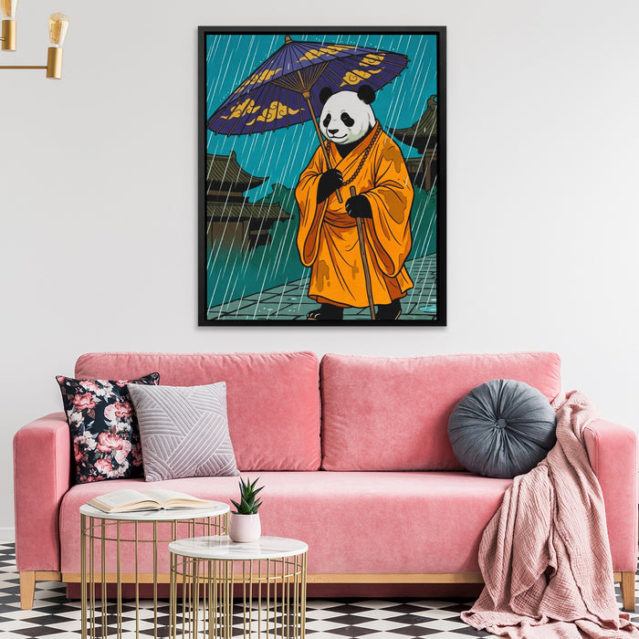 Panda Rainy Monk canvas wall art, room view