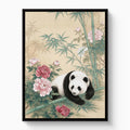 Panda Rests Amidst Peonies — panda rests amidst peonies white studio framed black