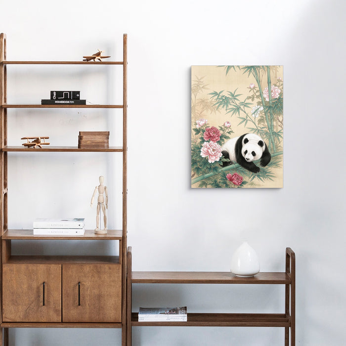 Panda Rests Amidst Peonies — panda rests amidst peonies sq living room stand 1port flush print