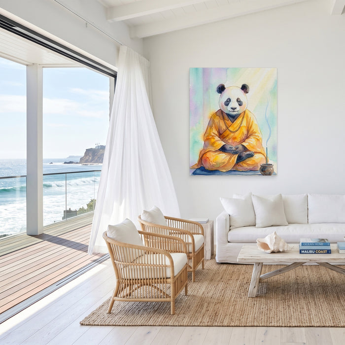 Panda Zen Meditation canvas wall art, room view
