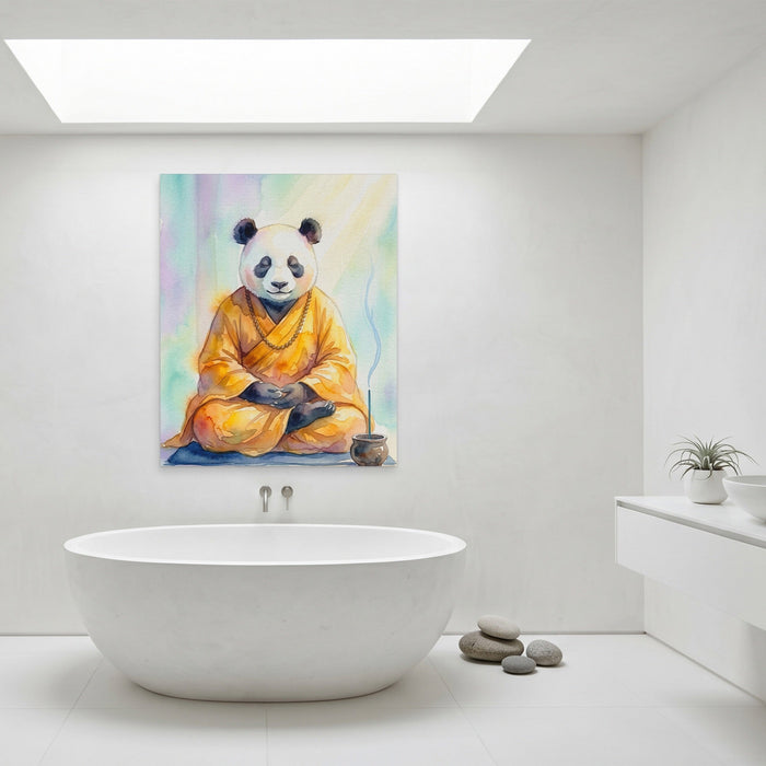 Panda Zen Meditation canvas wall art, room view