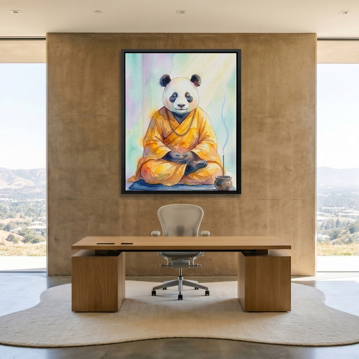 Panda Zen Meditation canvas wall art, room view