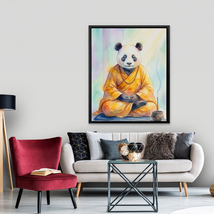 Panda Zen Meditation canvas wall art, room view