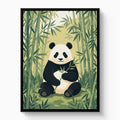 Panda's Forest Green Retreat — panda's forest green retreat white studio framed black
