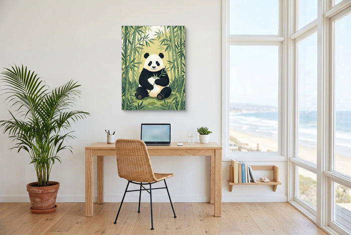 Panda's Forest Green Retreat — panda's forest green retreat office space with desk chair 1port flush print