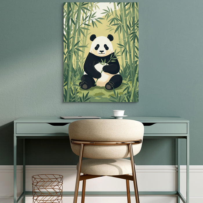 Panda's Forest Green Retreat — panda's forest green retreat sq green desk 1port flush print