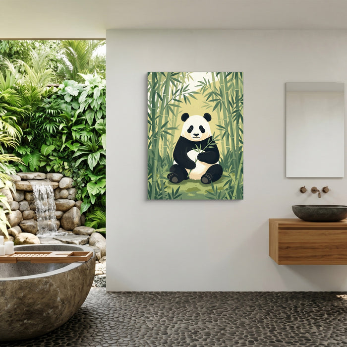 Panda's Forest Green Retreat — panda's forest green retreat sq outdoor bathroom 1port flush print