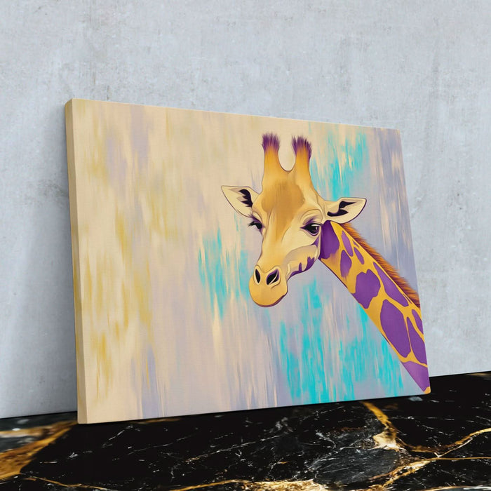 Pastel Giraffe - Colorful Aqua Canvas Print