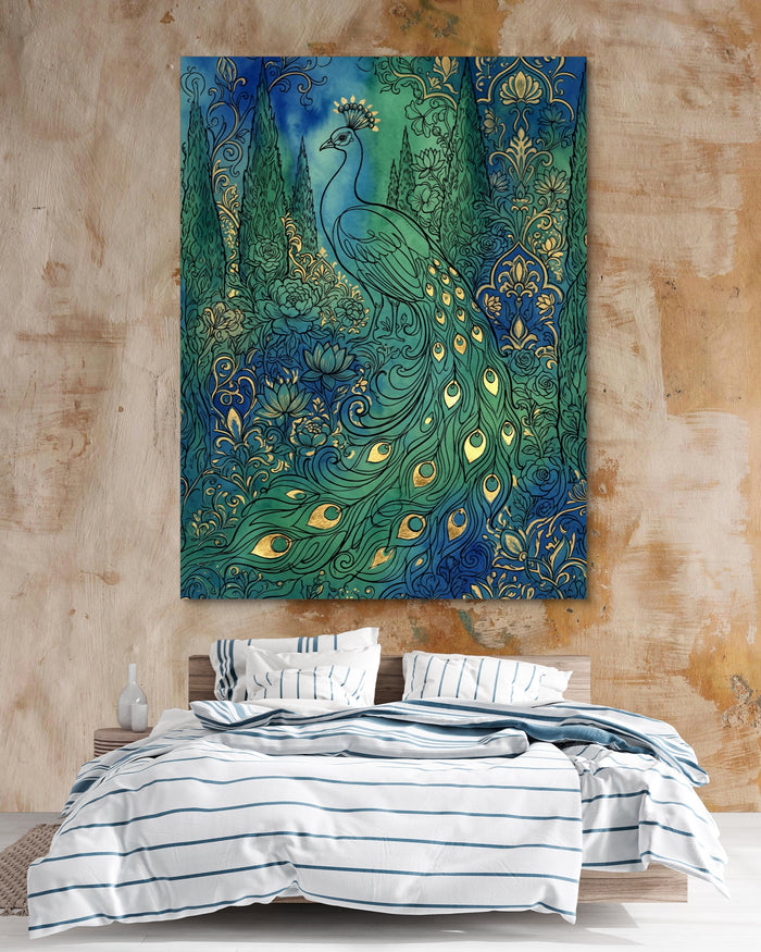 Peacock Emerald Garden — peacock emerald garden psd clay beige bedroom 1port flush print