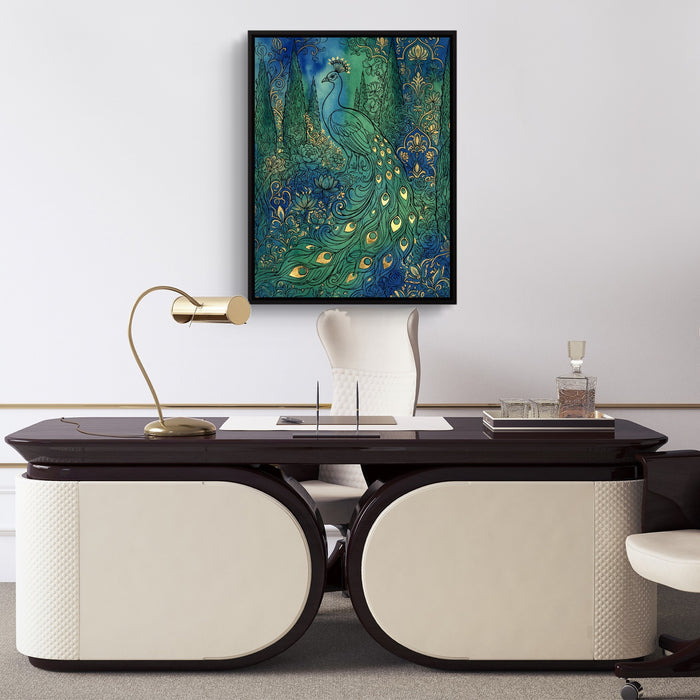 Peacock Emerald Garden — peacock emerald garden sq luxury office desk 1port framed black