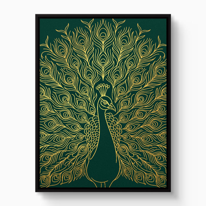 Peacock Golden Emerald — peacock golden emerald white studio framed black