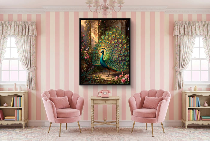 Peacock Rose Terrace — peacock rose terrace pink living room interior 1port framed black