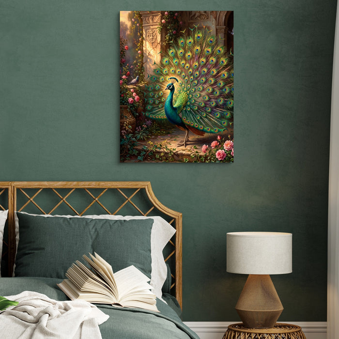 Peacock Rose Terrace — peacock rose terrace sq green bed 1port flush print