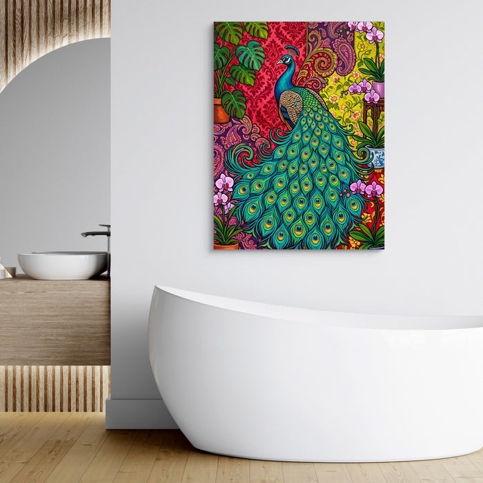 Peacock Unfurled — peacock unfurled sq bathroom hotel 1port flush print