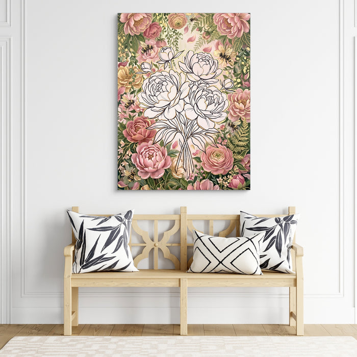 Peonies Golden Gathering — peonies golden gathering sq living room chair 1port flush print