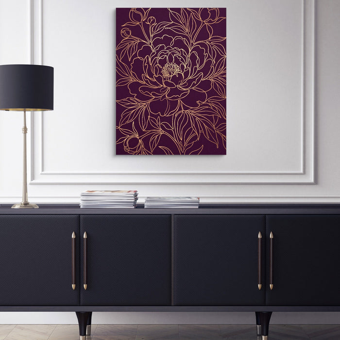 Peony Bloom Gold - Luxury Wall Art
