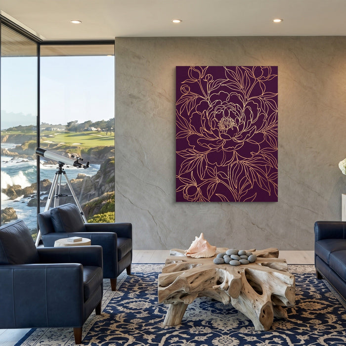 Peony Bloom Gold - Luxury Wall Art