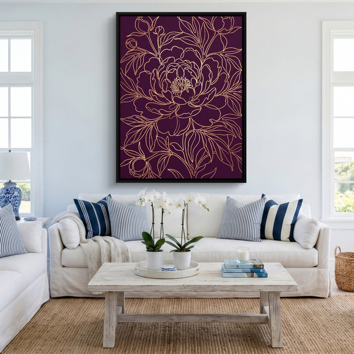 Peony Bloom Gold - Luxury Wall Art