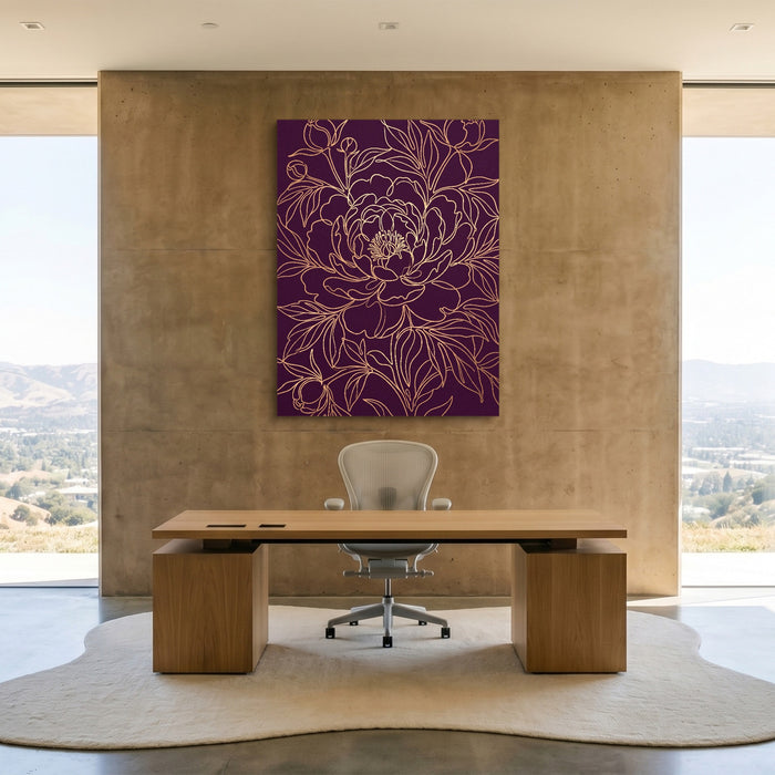 Peony Bloom Gold — peony bloom gold sq minimalist lux office 1port flush print