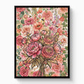 Peony Ranunculus Bouquet — peony ranunculus bouquet white studio framed black