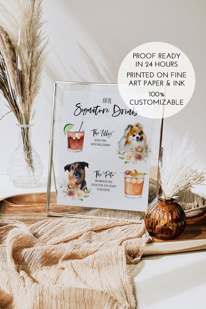 Pet Signature Drink Sign For Your Wedding