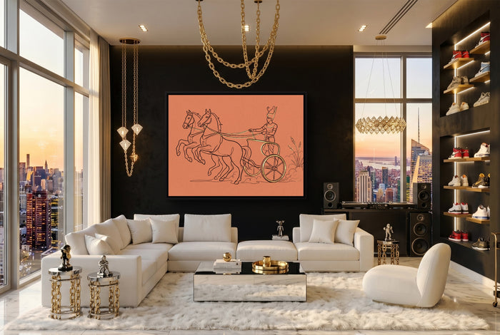 Pharaoh Chariot Gallop — pharaoh chariot gallop modern living room interior 2 1land framed black