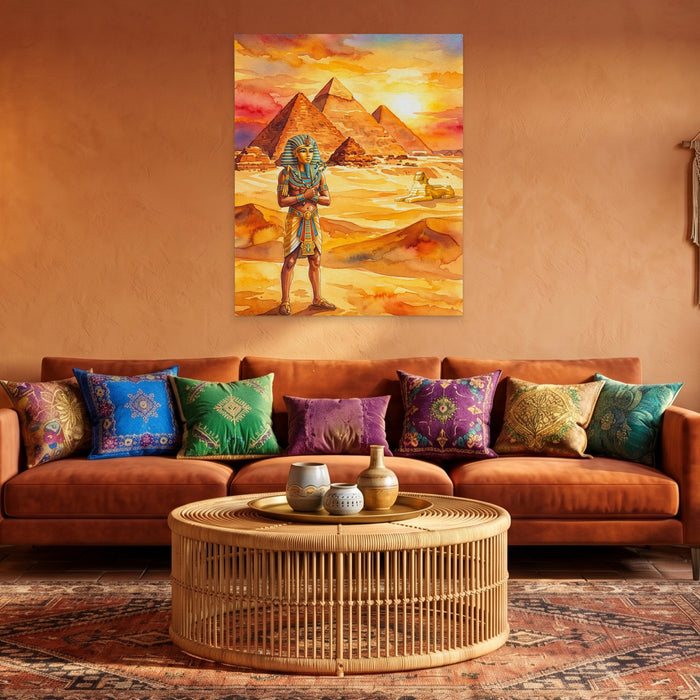 Pharaoh Golden Sunset canvas wall art, room view