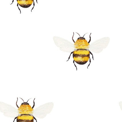 Pillowcase - Sunflower Garden Bees White Cotton